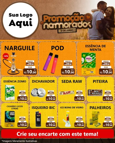 Modelo de Rede Social para Feed Instagram com o tema Promoção Namorados para Tabacaria