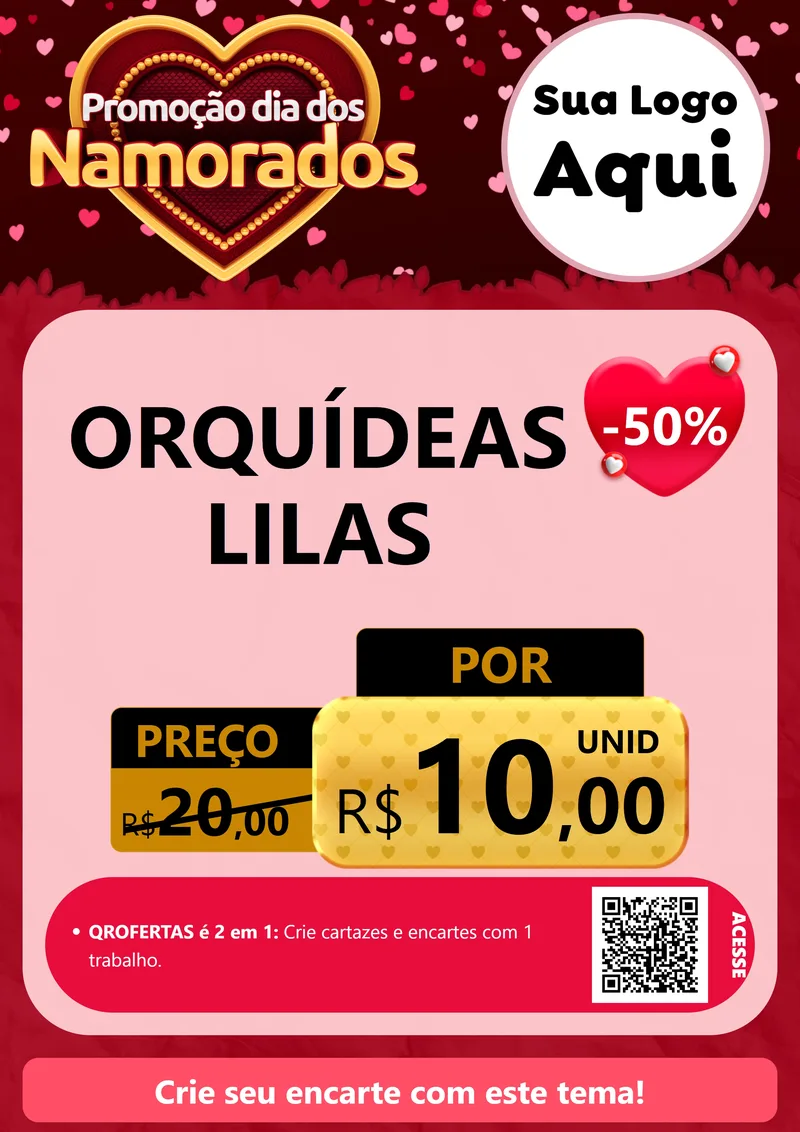 Modelo de Cartaz para Cartaz A4 Vertical com o tema Promoção Dia Dos Namorados para Floricultura e jardim