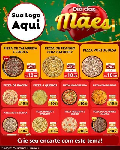 Modelo de Rede Social para Feed Instagram com o tema Dia das Mães para Pizzaria