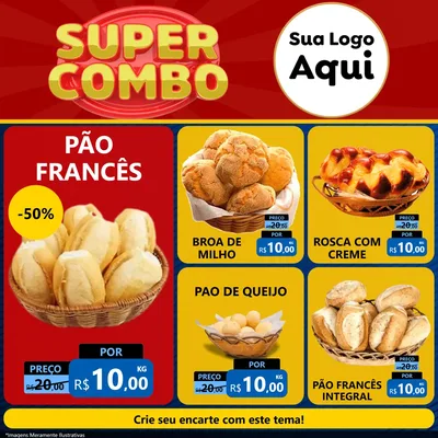 Modelo de Rede Social para Feed Facebook com o tema Super Combo para Padaria