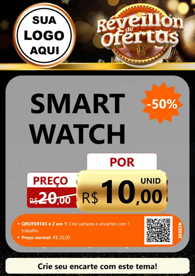 Modelo de Cartaz para Cartaz A4 Vertical com o tema Réveillon de Ofertas para Informática