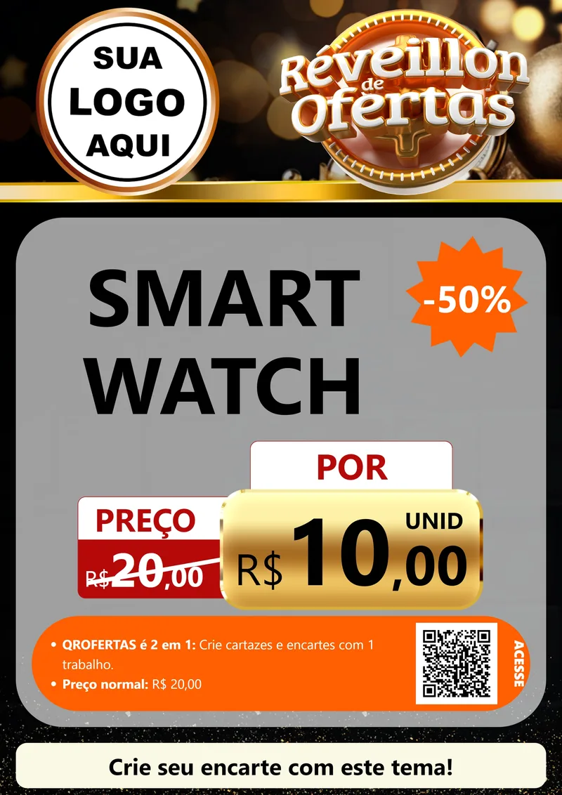 Modelo de Cartaz para Cartaz A4 Vertical com o tema Réveillon de Ofertas para Informática
