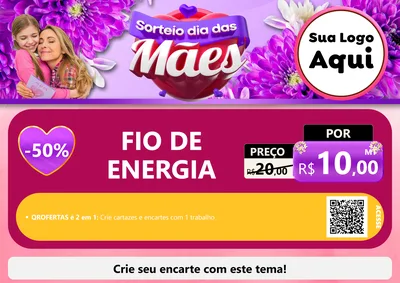 Modelo de Cartaz para Cartaz A4 Horizontal com o tema Sorteio Dia das Mães para Materiais Elétricos