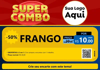 Modelo de Cartaz para Cartaz A4 Horizontal com o tema Super Combo para Assados
