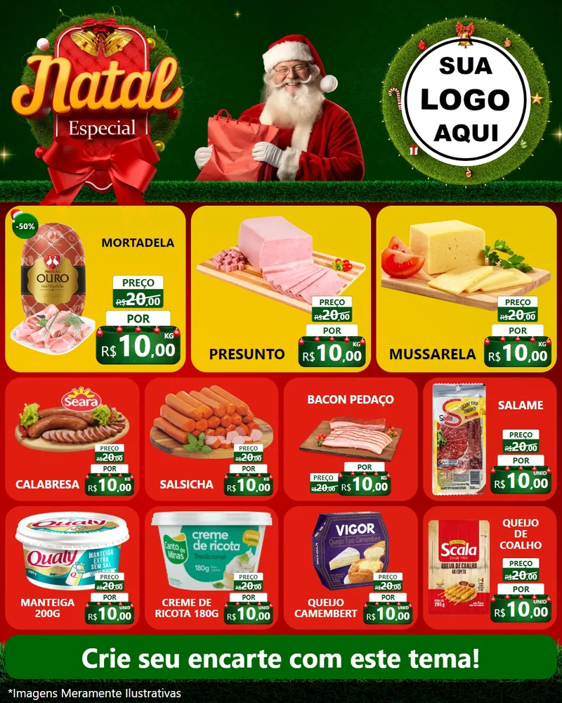 Modelo de Rede Social para Feed Instagram com o tema Natal Especial para Frios e Laticínios