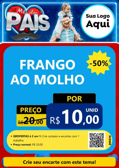 Modelo de Cartaz para Cartaz A4 Vertical com o tema Mês Dos Pais para Restaurante