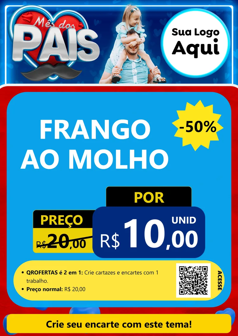 Modelo de Cartaz para Cartaz A4 Vertical com o tema Mês Dos Pais para Restaurante