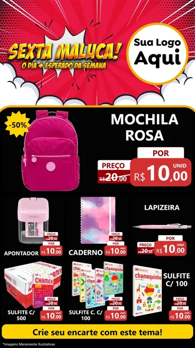 Modelo de Rede Social para Stories com o tema Sexta Maluca! para Papelaria