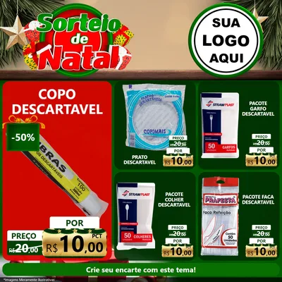 Modelo de Rede Social para Feed Facebook com o tema Sorteio de Natal para Embalagens