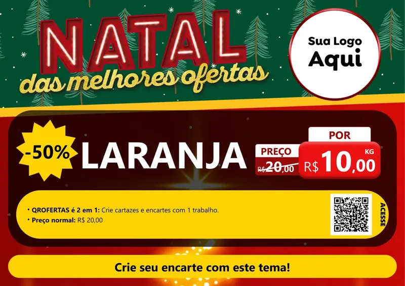 Modelo de Cartaz para Cartaz A4 Horizontal com o tema Natal das Melhores Ofertas para Hortifrúti