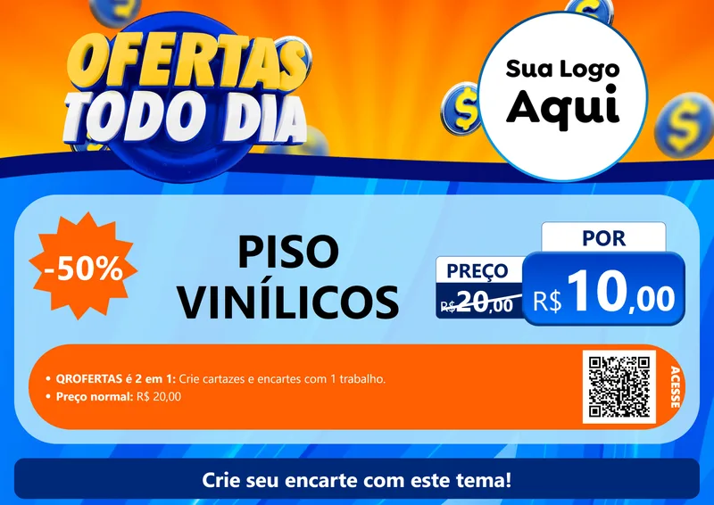 Modelo de Cartaz para Cartaz A4 Horizontal com o tema Ofertas Todo Dia para Material para Construção