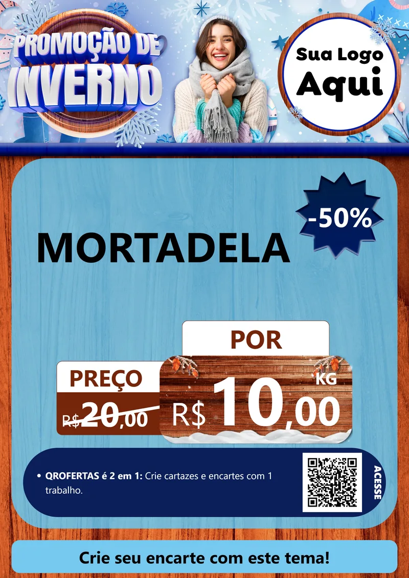 Modelo de Cartaz para Cartaz A4 Vertical com o tema Promoção de Inverno para Frios e Laticínios