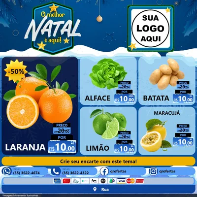Modelo de Rede Social para Feed Facebook com o tema O Melhor Natal É Aqui! para Hortifrúti