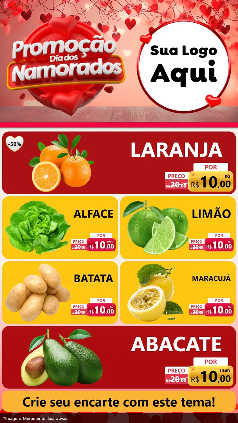 Modelo de TV para TV Vertical com o tema Promoção Dia dos Namorados para Hortifrúti