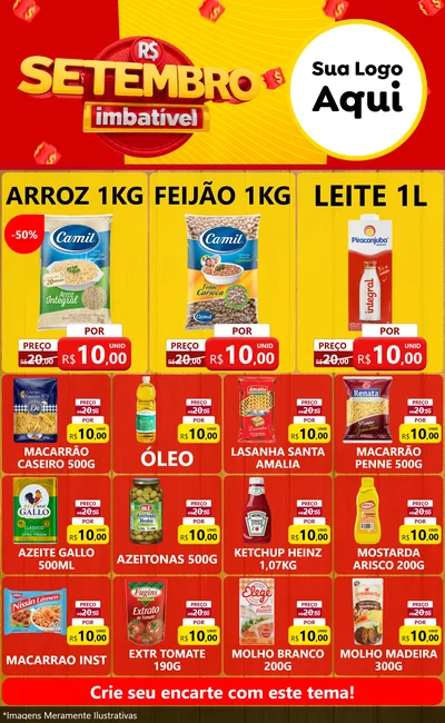 Modelo de Encarte para Encarte Grande com o tema Setembro Imbatível para Supermercado