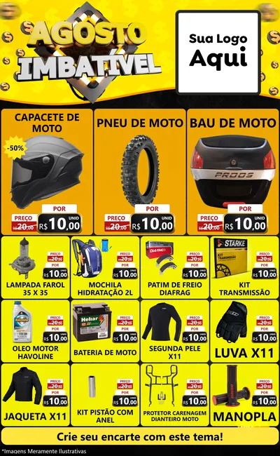 Modelo de Encarte para Encarte Grande com o tema Agosto Imbatível para Moto peças