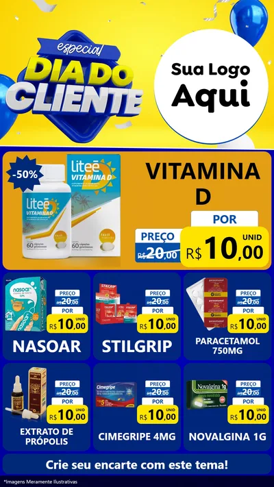 Modelo de Rede Social para Stories com o tema Especial Dia do Cliente para Farmácia