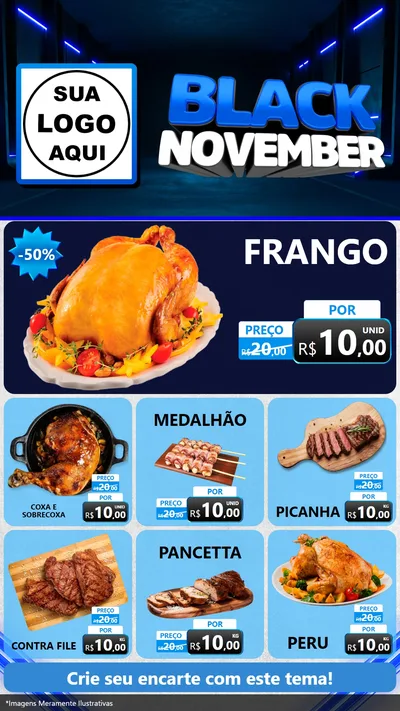 Modelo de Rede Social para Stories com o tema Black November para Assados