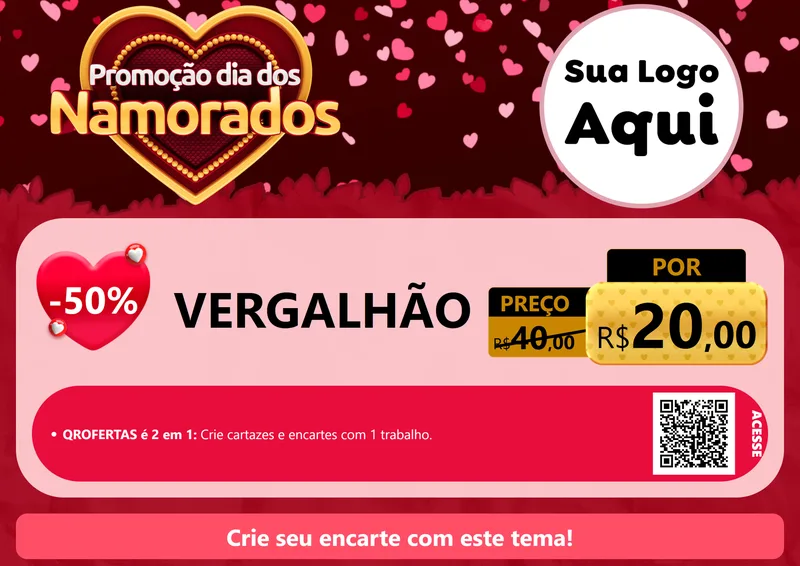 Modelo de Cartaz para Cartaz A4 Horizontal com o tema Promoção Dia Dos Namorados para Ferragens
