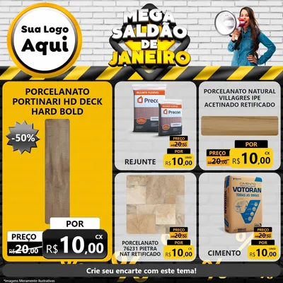 Modelo de Rede Social para Feed Facebook com o tema Mega Saldão de Janeiro para Pisos e revestimentos