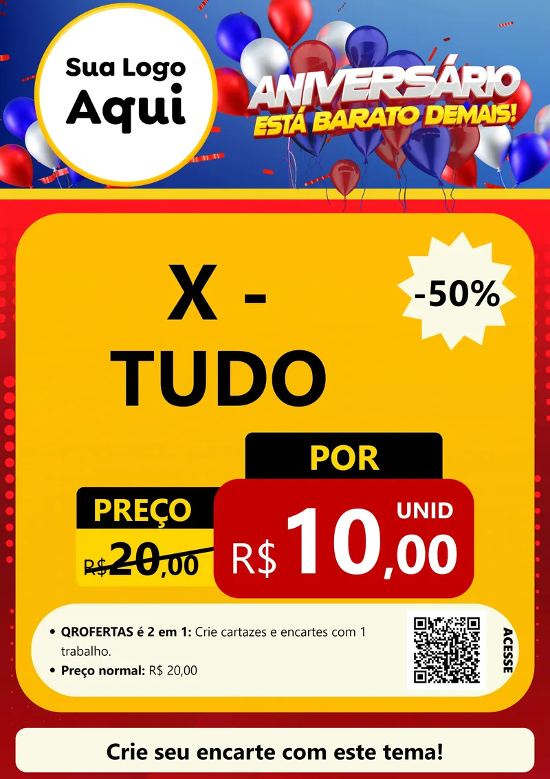 Modelo de Cartaz para Cartaz A4 Vertical com o tema Aniversário para Hamburgueria