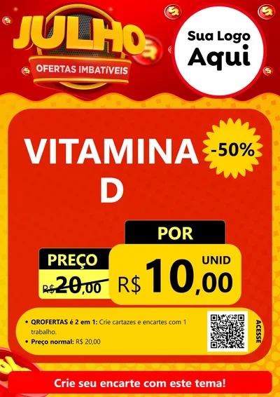 Modelo de Cartaz para Cartaz A4 Vertical com o tema Julho Ofertas Imbatíveis para Farmácia