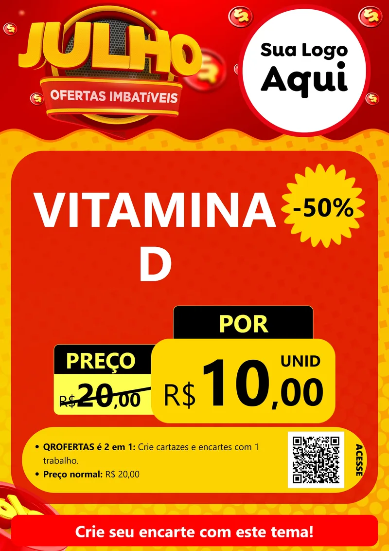 Modelo de Cartaz para Cartaz A4 Vertical com o tema Julho Ofertas Imbatíveis para Farmácia