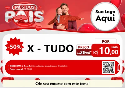 Modelo de Cartaz para Cartaz A4 Horizontal com o tema Mês dos Pais para Hamburgueria