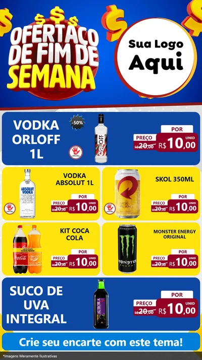 Modelo de TV para TV Vertical com o tema Ofertaço de Fim de Semana para Distribuidora de bebidas