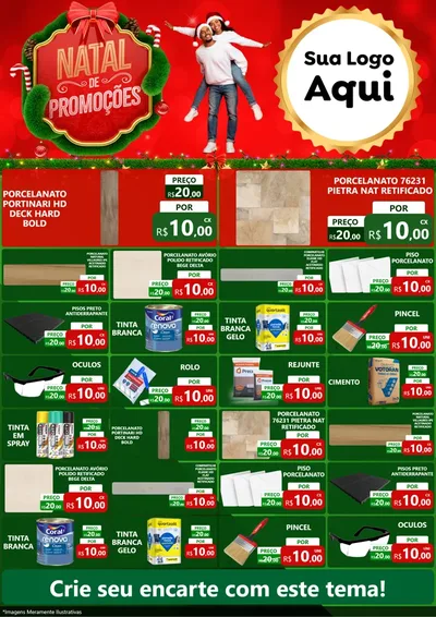 Modelo de Encarte para Encarte A4 Vertical com o tema Natal de Promoções para Pisos e revestimentos