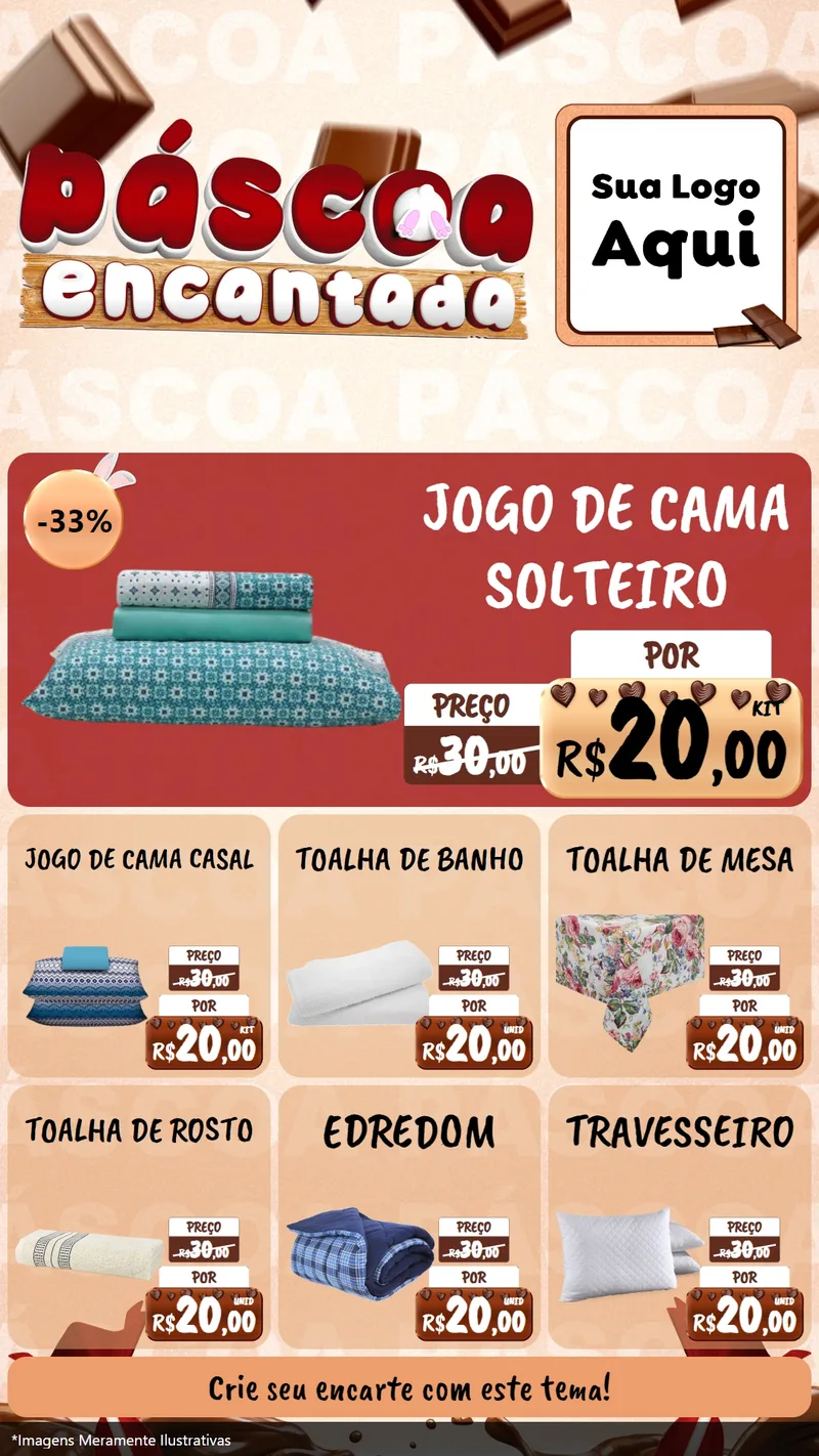 Modelo de Rede Social para Stories com o tema Páscoa Encantada para Cama, Mesa e Banho