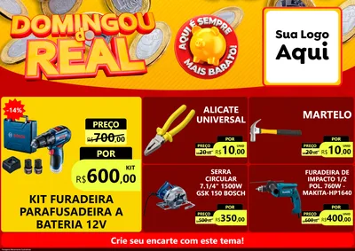 Modelo de Encarte para Encarte A4 Horizontal com o tema Domingou do Real para Maquinas e Ferramentas