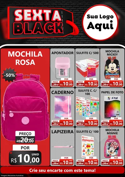 Modelo de Encarte para Encarte A4 Vertical com o tema Sexta Black para Papelaria