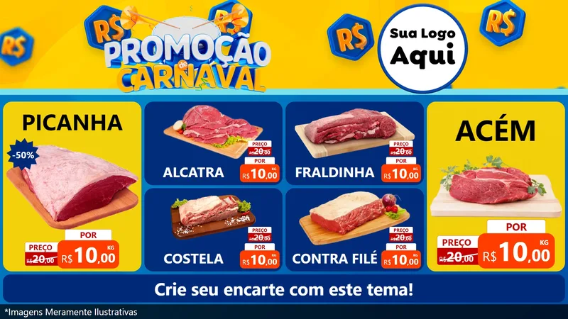 Modelo de TV para TV Horizontal com o tema Promoção de Carnaval para Açougue