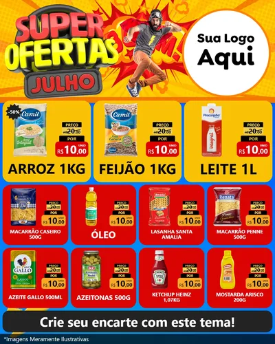 Modelo de Rede Social para Feed Instagram com o tema Super Ofertas Julho para Supermercado