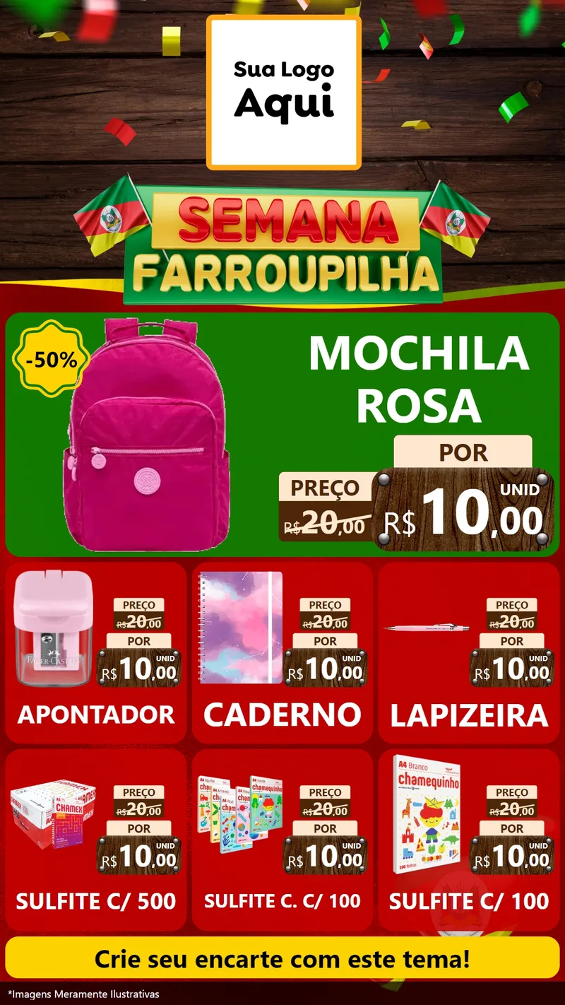 Modelo de Rede Social para Stories com o tema Semana Farroupilha para Papelaria