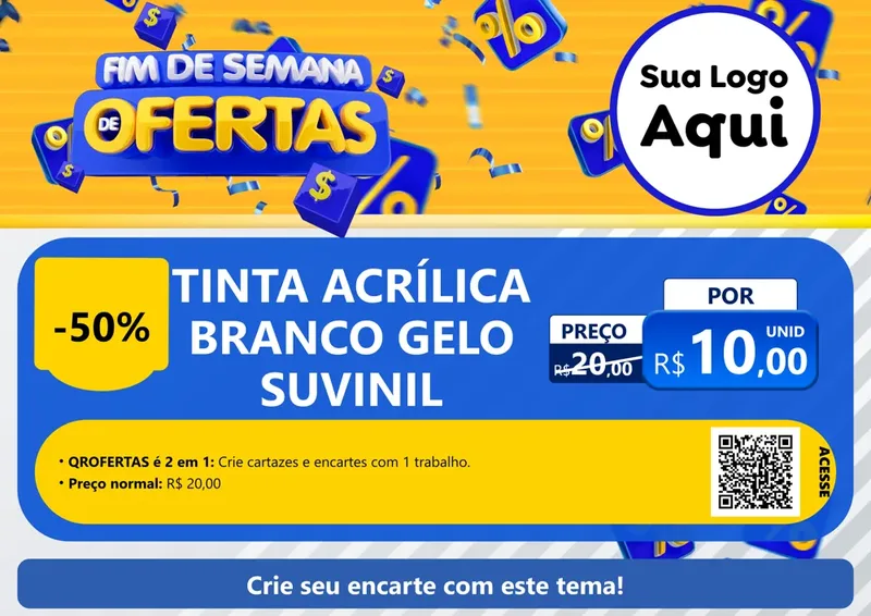 Modelo de Cartaz para Cartaz A4 Horizontal com o tema Fim de Semana de Ofertas para Tintas e Ferramentas