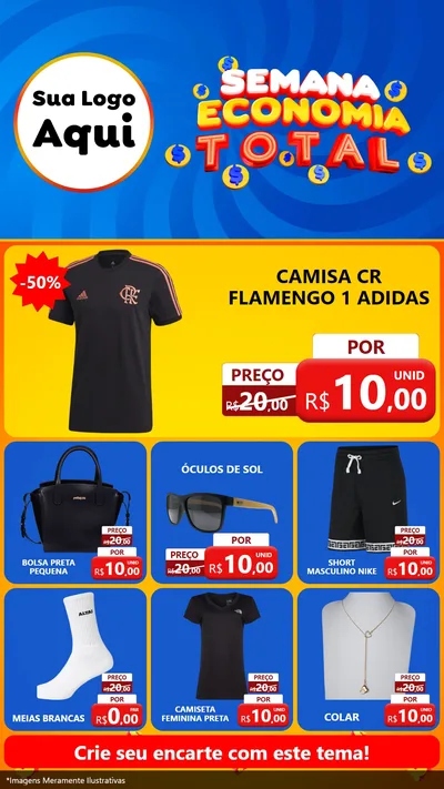 Modelo de Rede Social para Stories com o tema Semana Economia Total para Roupas e acessórios