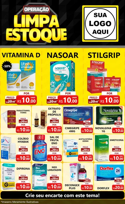 Modelo de Encarte para Encarte Grande com o tema Operação Limpa Estoque para Farmácia
