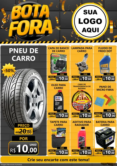 Modelo de Encarte para Encarte A4 Vertical com o tema Bota Fora para Auto peças