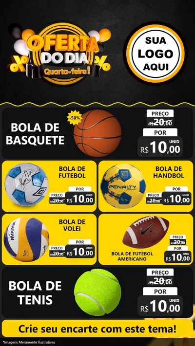 Modelo de TV para TV Vertical com o tema Oferta do Dia - Quarta Feira! para Artigos Esportivos