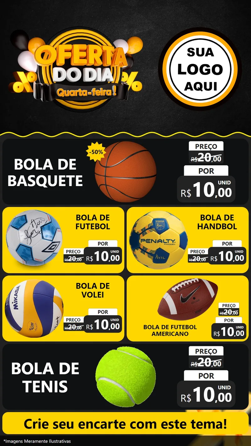 Modelo de TV para TV Vertical com o tema Oferta do Dia - Quarta Feira! para Artigos Esportivos