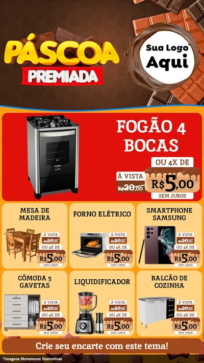 Modelo de Rede Social para Stories com o tema Páscoa Premiada para Móveis e Eletro