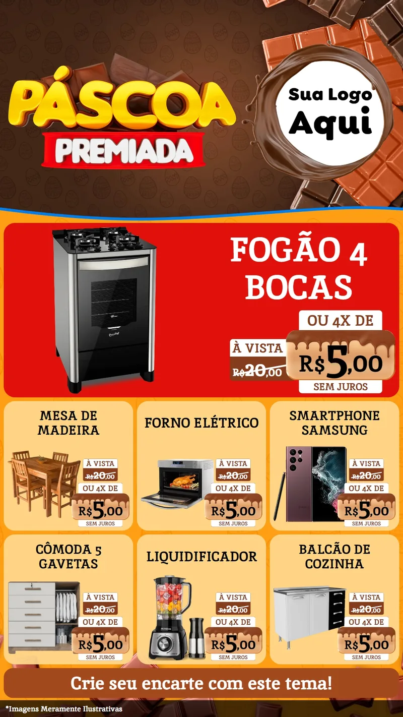 Modelo de Rede Social para Stories com o tema Páscoa Premiada para Móveis e Eletro