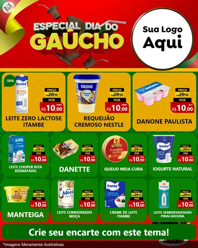 Modelo de Rede Social para Feed Instagram com o tema Especial Dia do Gaúcho para Frios e Laticínios