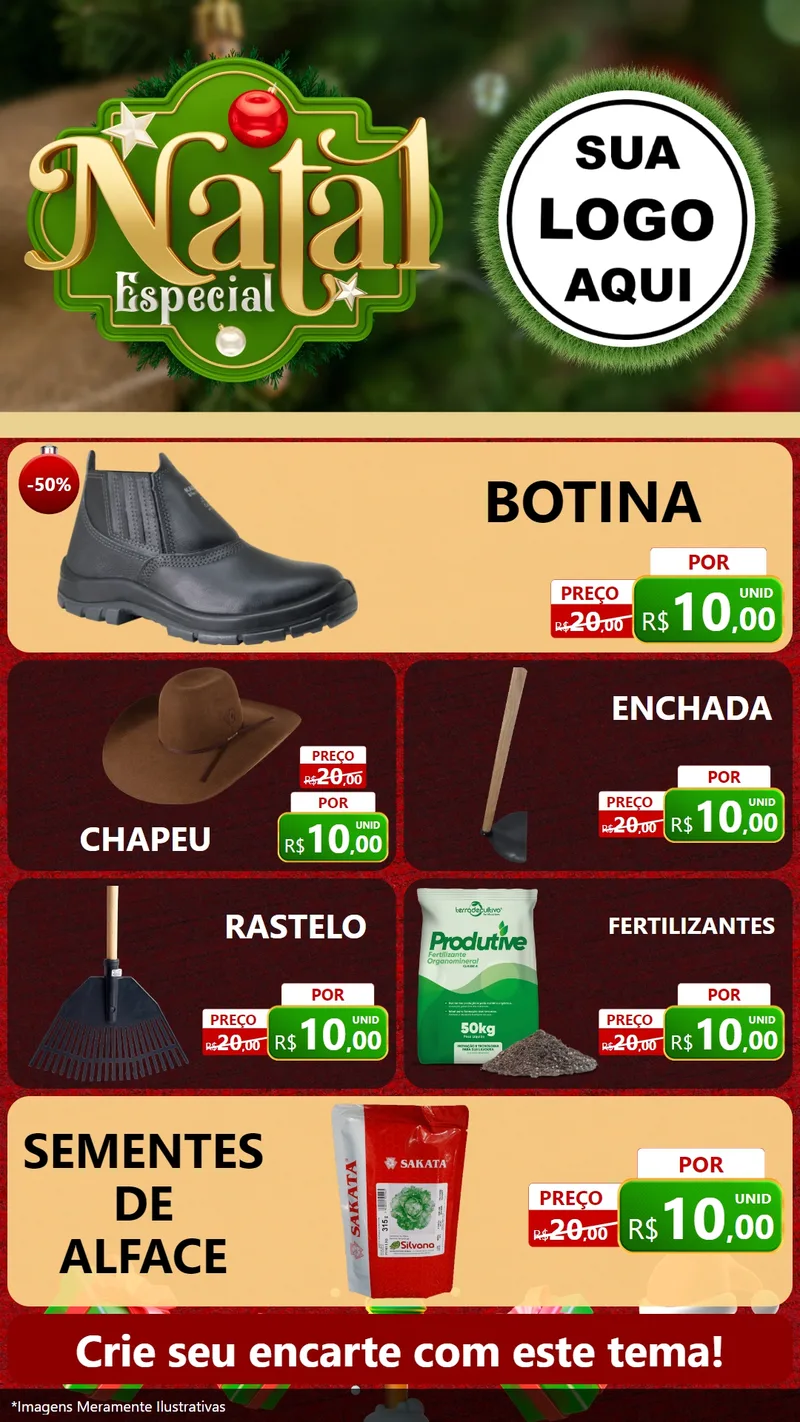 Modelo de TV para TV Vertical com o tema Natal Especial para Agropecuária