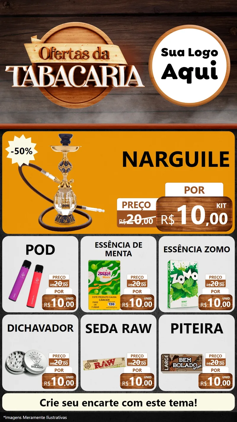 Modelo de Rede Social para Stories com o tema Ofertas da Tabacaria para Tabacaria