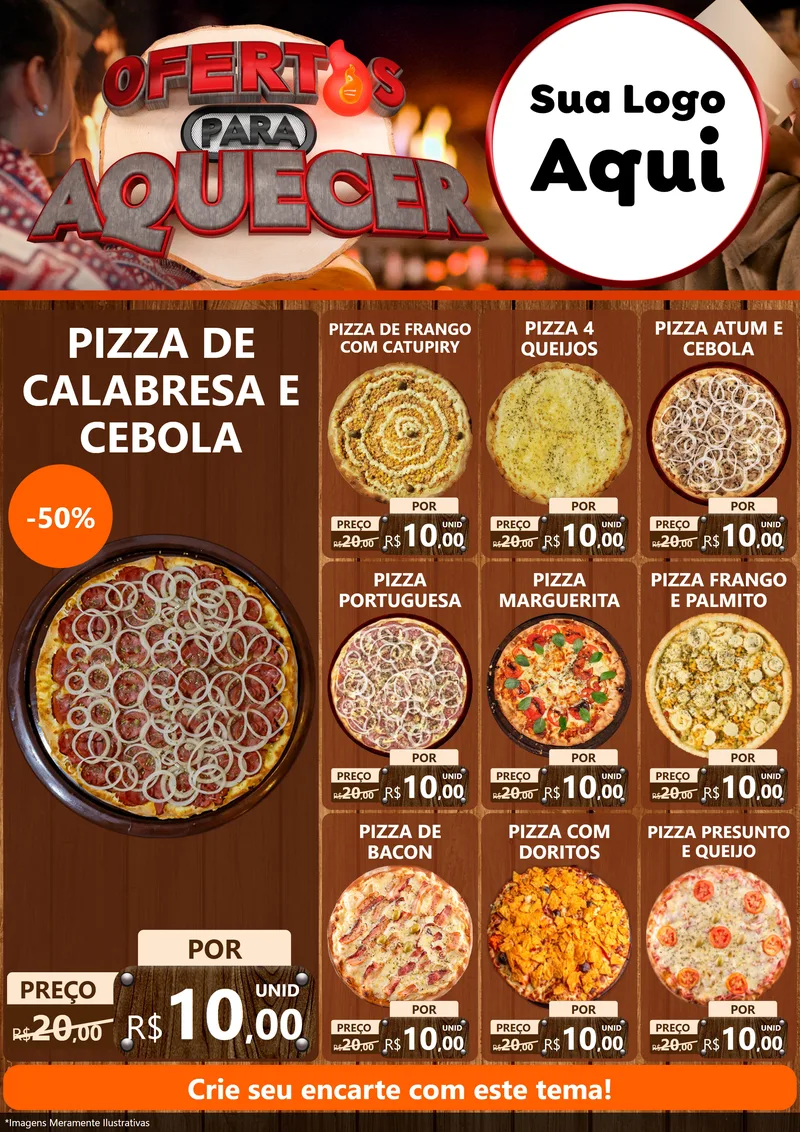 Modelo de Encarte para Encarte A4 Vertical com o tema Ofertas Para Aquecer para Pizzaria