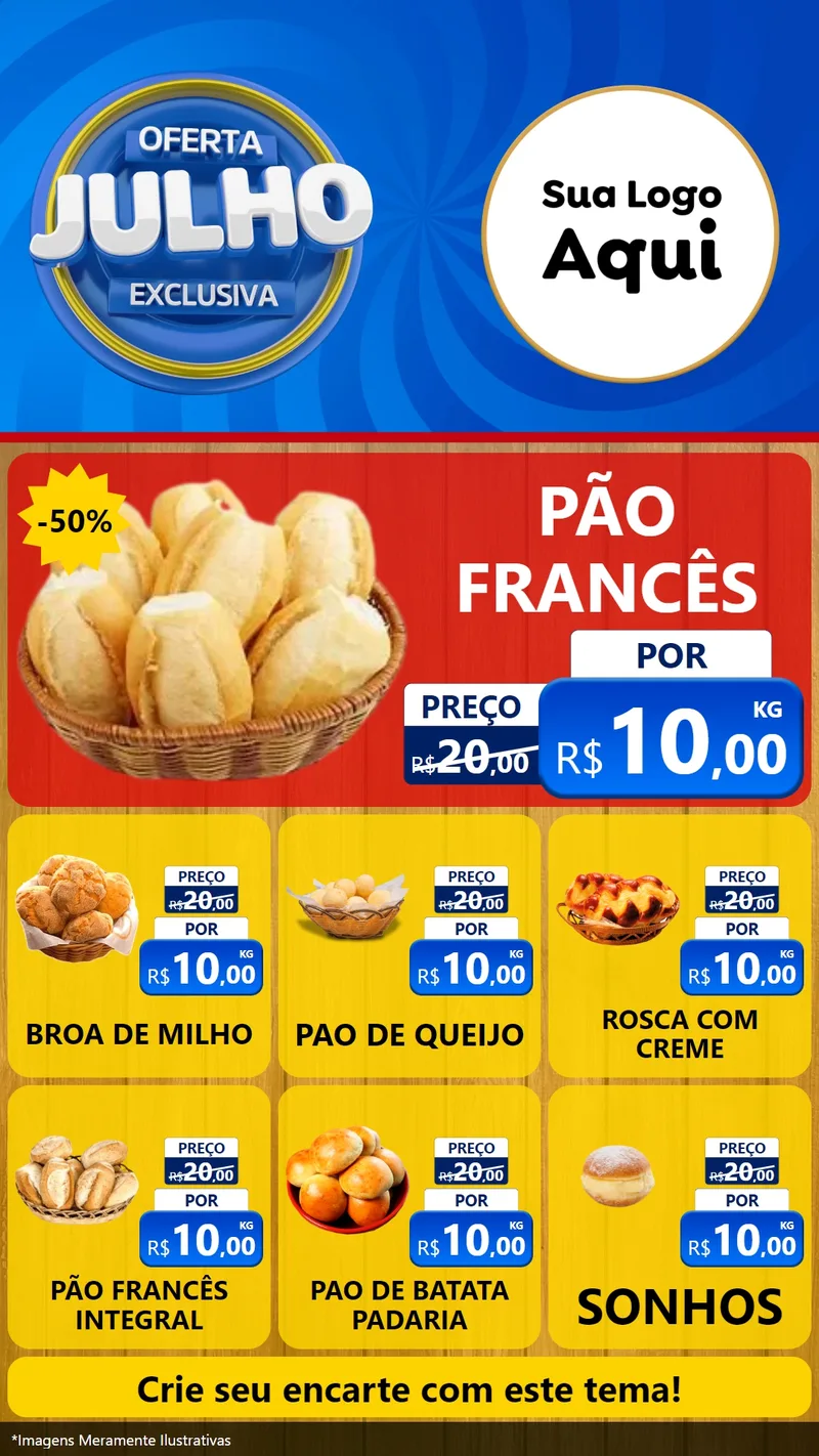 Modelo de Rede Social para Stories com o tema Oferta Exclusiva, Julho para Padaria