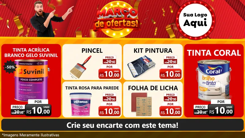 Modelo de TV para TV Horizontal com o tema Março de Ofertas! para Tintas e Ferramentas